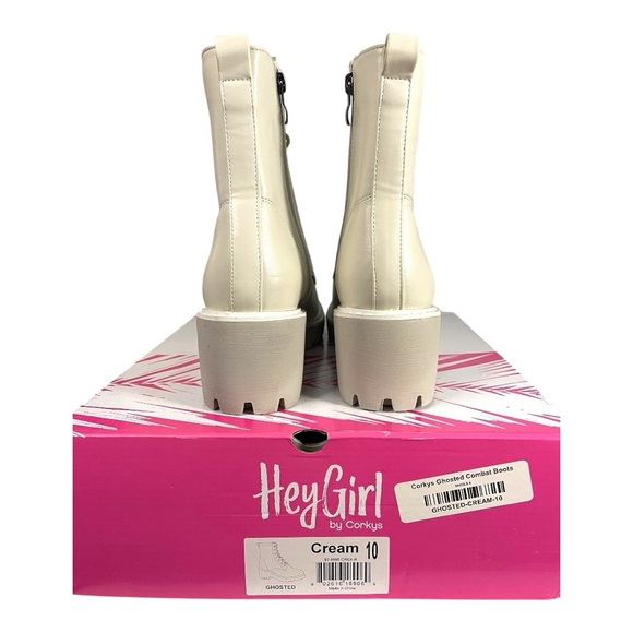 Hey Girl by Corkys Cream Combat Boots - Size 10 - Picture 2 of 6